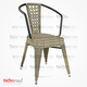 Tolix Rattan Sandalye Kollu Siyah Renk